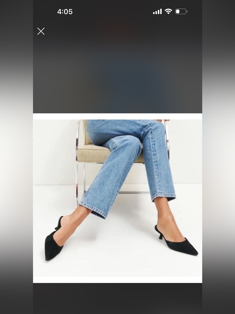 Reformation Black Pointed-Toe Kitten Heel Mules